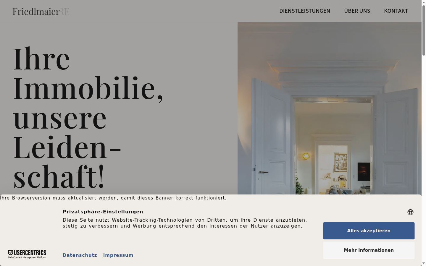 Skjermbilde av samtykkebanneret slik det vises før noen interaksjon