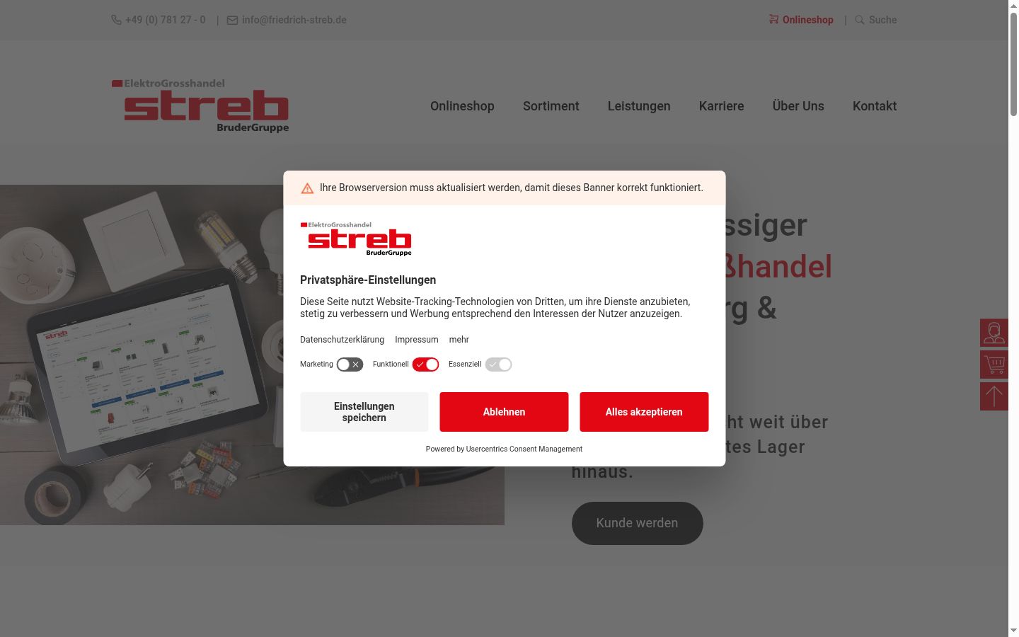Screenshot of the consent banner shown before any interaction