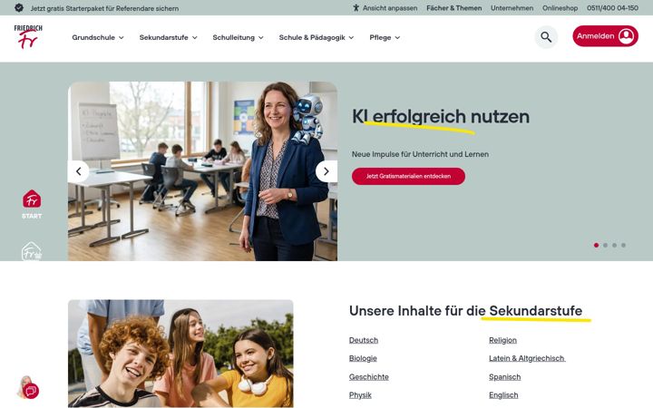 Screenshot of friedrich-verlag.de