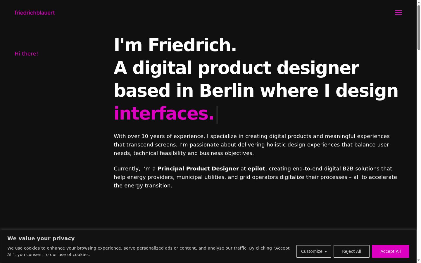 Screenshot of the consent banner shown before any interaction