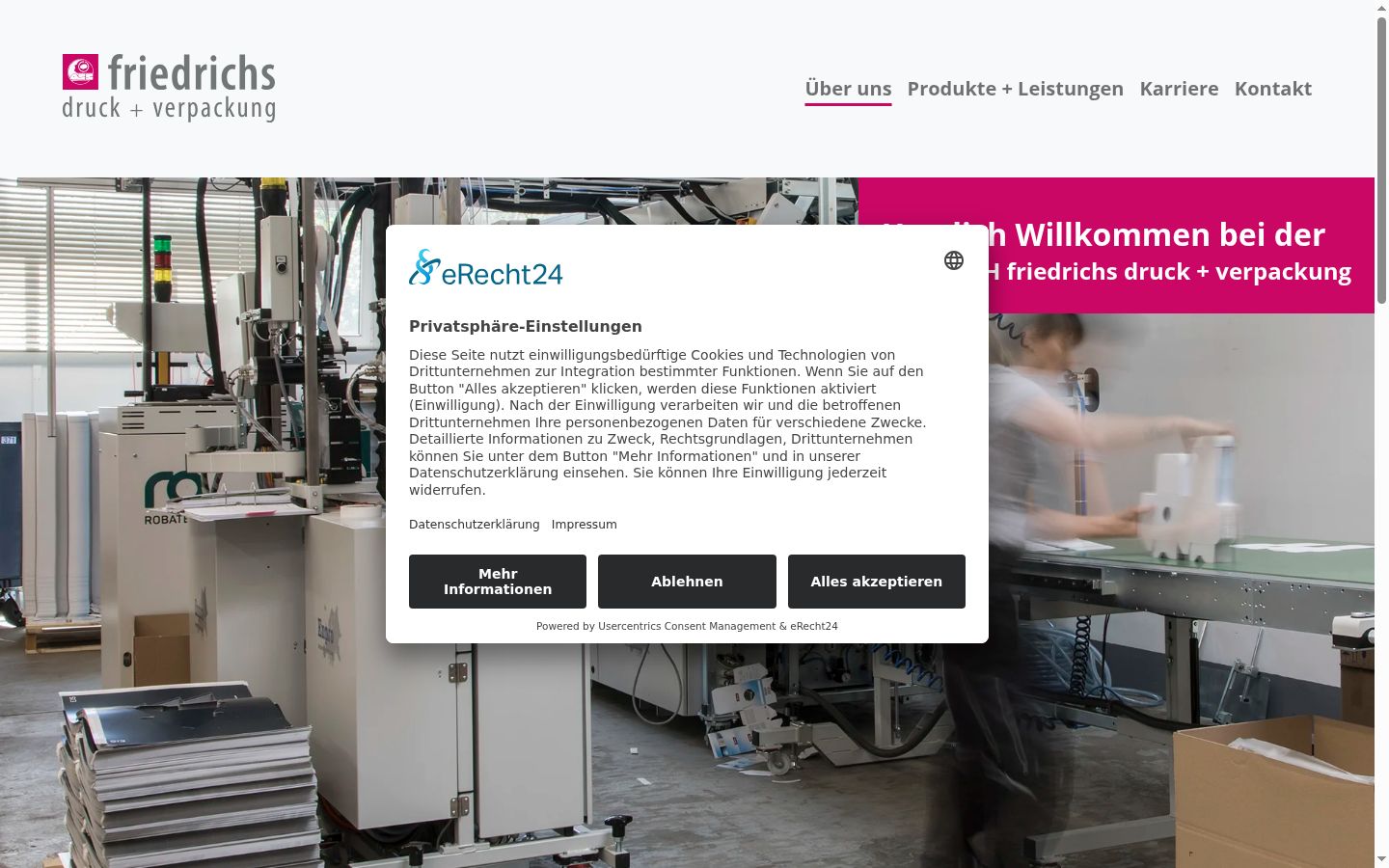 Screenshot of the consent banner shown before any interaction