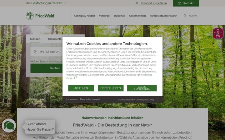 Screenshot of friedwald.de