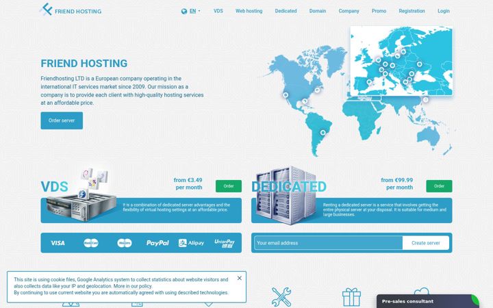 Screenshot of friendhosting.net