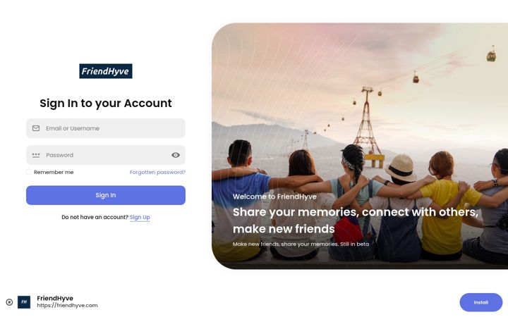 Screenshot of friendhyve.com