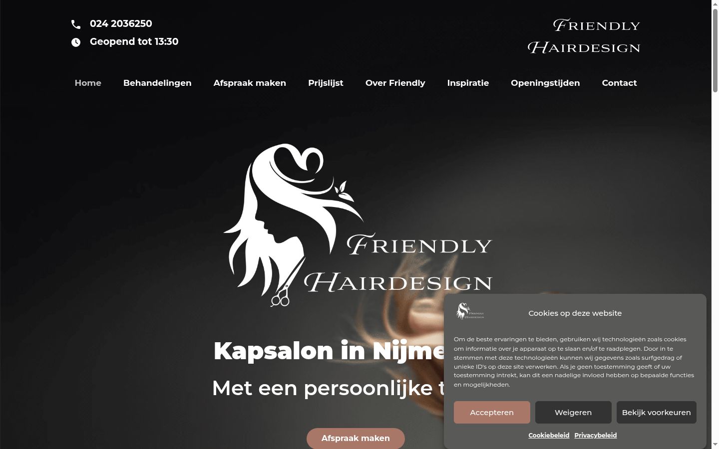 Screenshot van de toestemmingsbanner zoals getoond vóór enige interactie