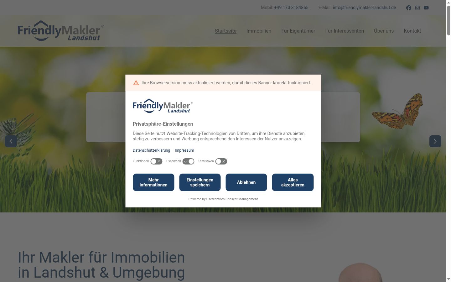 Screenshot of the consent banner shown before any interaction