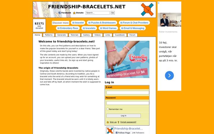 Screenshot of friendship-bracelets.net