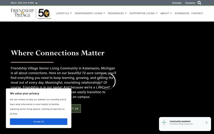 Screenshot of friendshipvillagemi.com