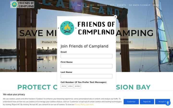 Screenshot of friendsofcampland.org