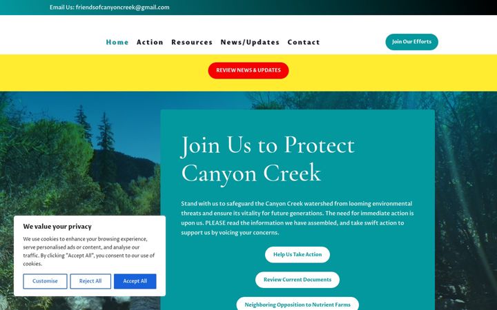 Screenshot of friendsofcanyoncreek.com