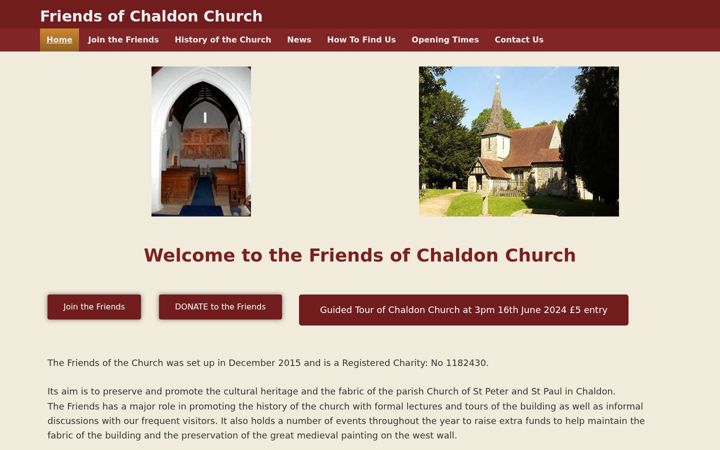 Screenshot of friendsofchaldonchurch.org