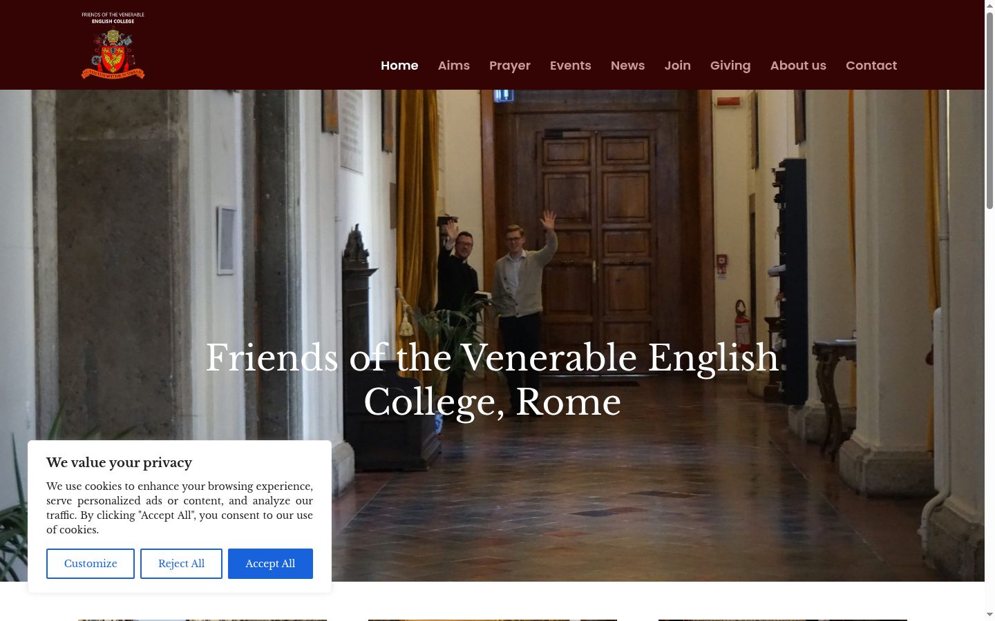Screenshot del banner di consenso mostrato prima di qualsiasi interazione