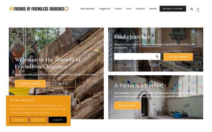 Screenshot of friendsoffriendlesschurches.org.uk