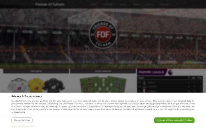 Screenshot of friendsoffulham.com