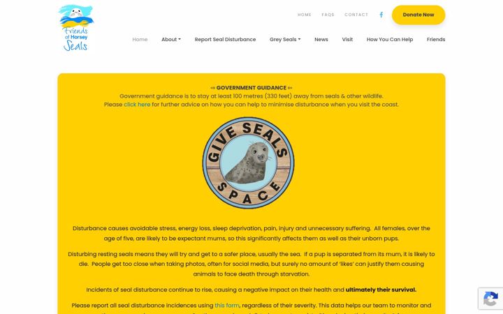 Screenshot of friendsofhorseyseals.co.uk