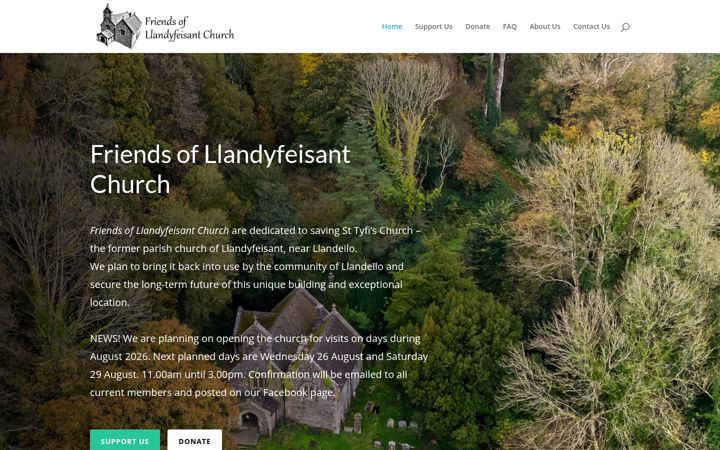 Screenshot of friendsofllandyfeisantchurch.org