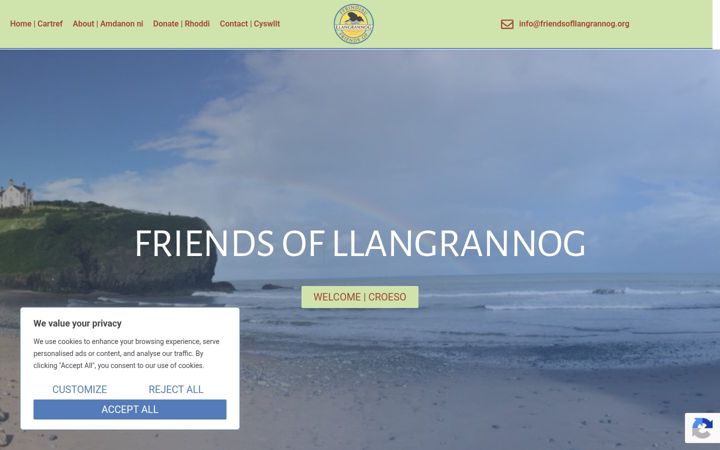 Screenshot of friendsofllangrannog.org