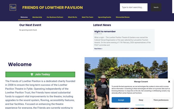 Screenshot of friendsoflowtherpavilion.co.uk