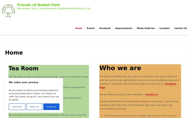 Screenshot of friendsofnuttallpark.co.uk