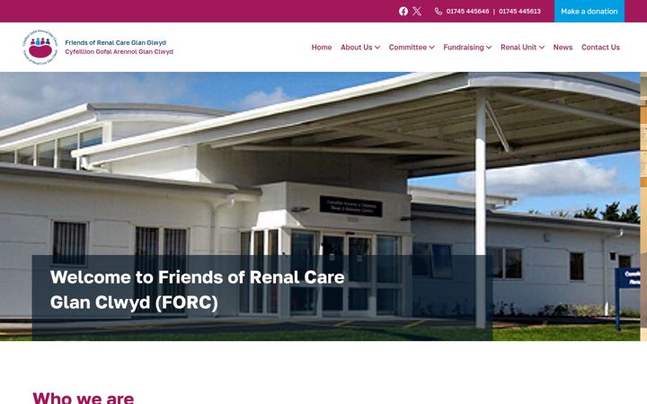 Screenshot of friendsofrenalcareglanclwyd.co.uk