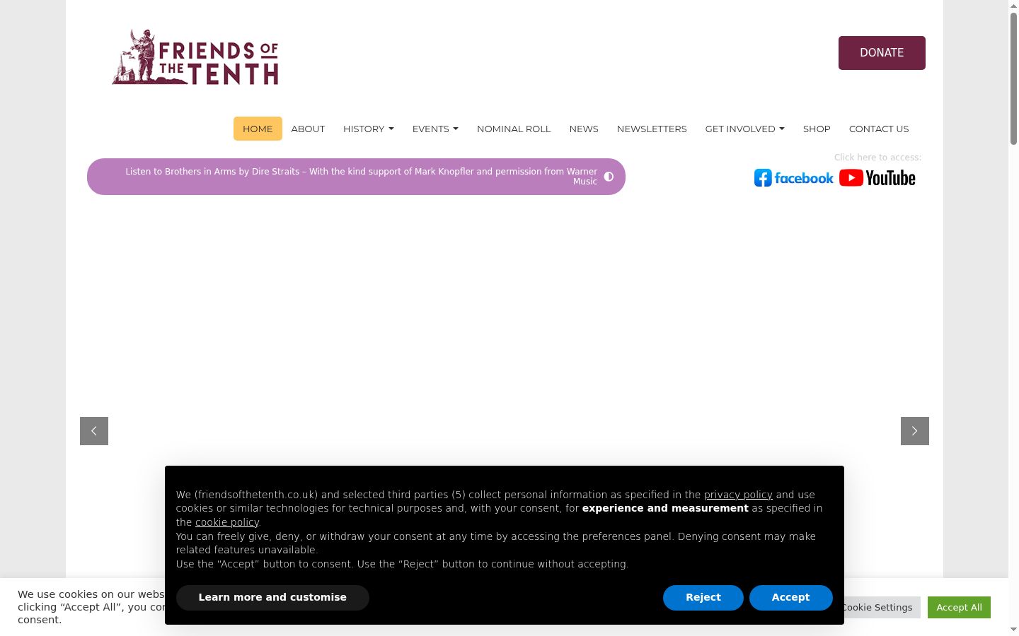 Screenshot des Einwilligungsbanners vor jeglicher Interaktion