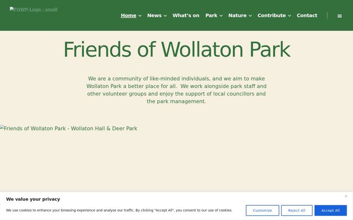 Screenshot of friendsofwollatonpark.org.uk