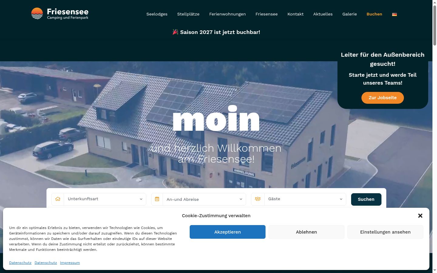 Screenshot of the consent banner shown before any interaction