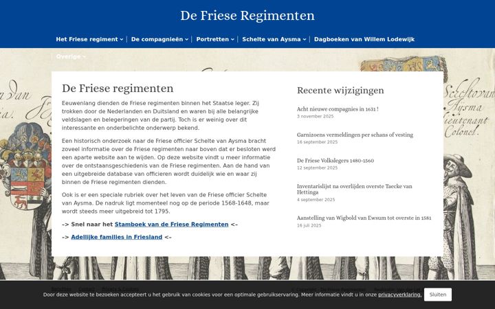 Screenshot of frieseregimenten.nl