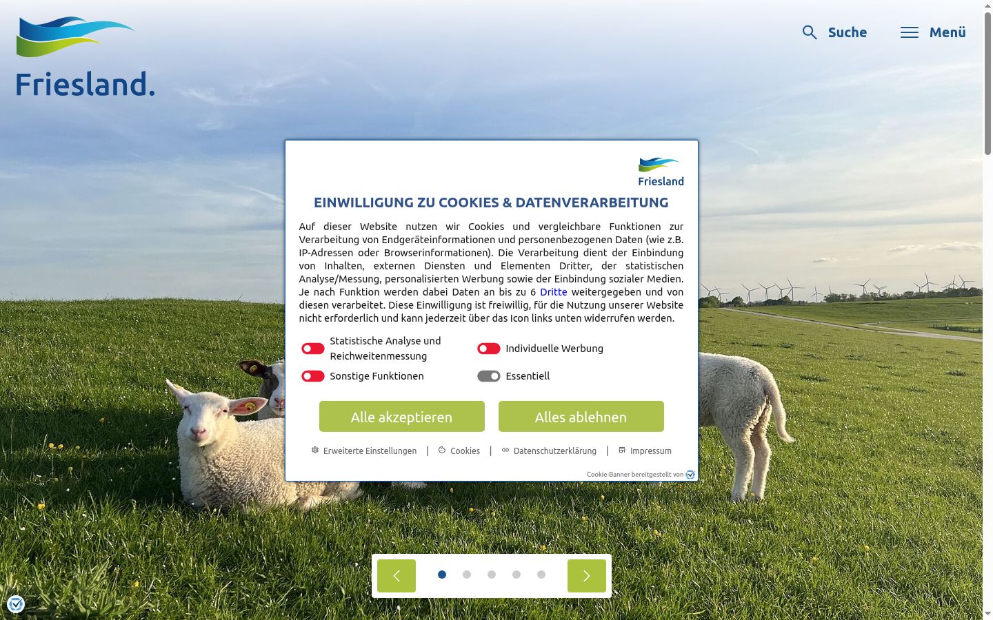 Screenshot of the consent banner shown before any interaction