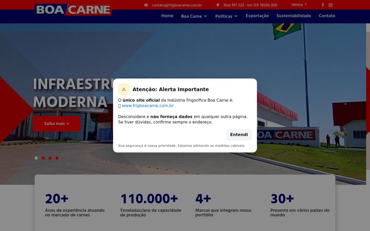 Captura de pantalla de frigboacarne.com.br