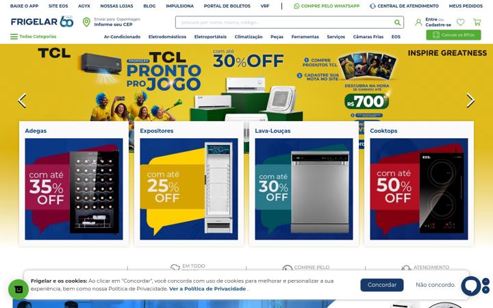 Screenshot of frigelar.com.br