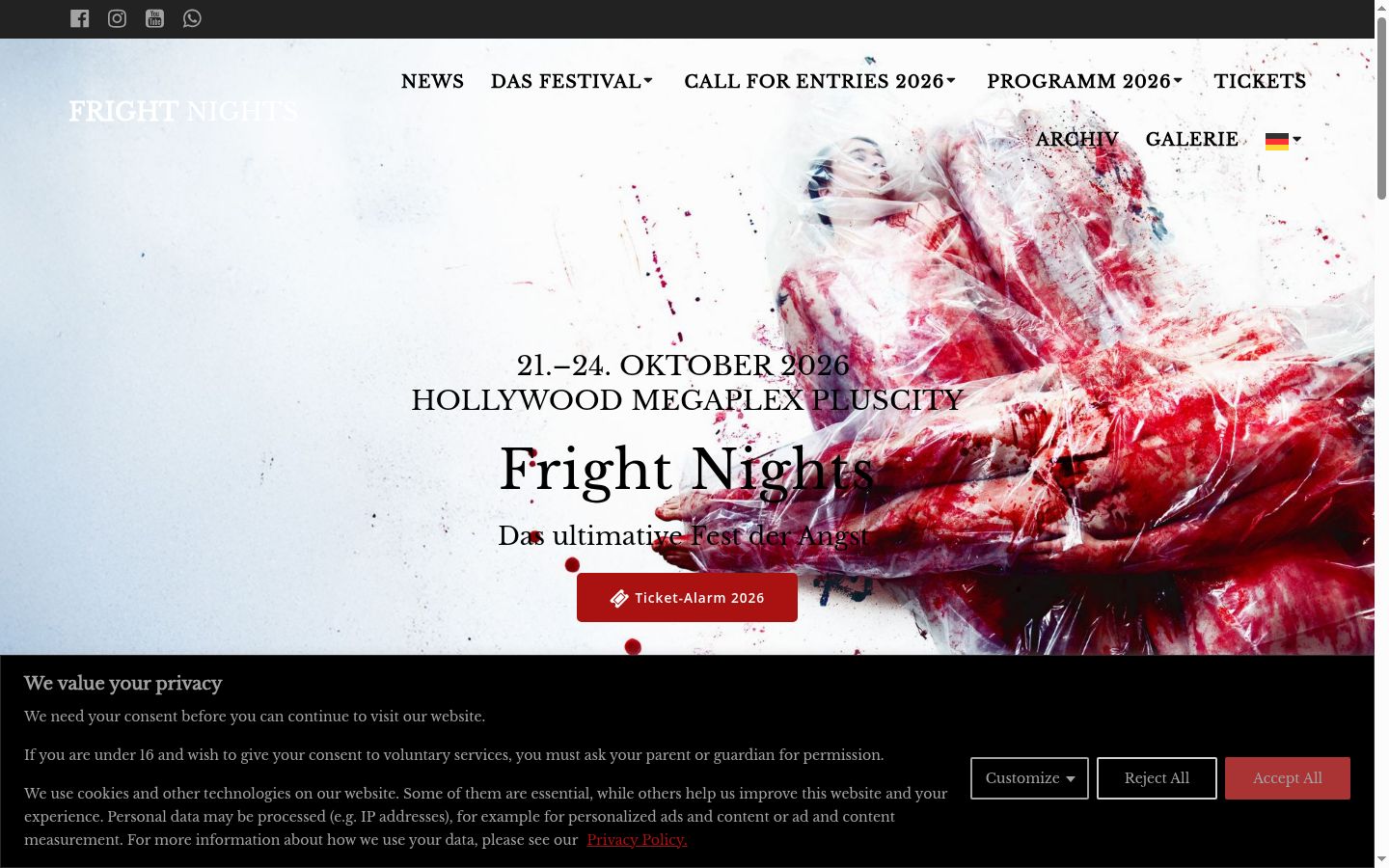 Screenshot of the consent banner shown before any interaction