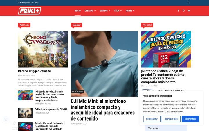 Screenshot of frikiplus.com