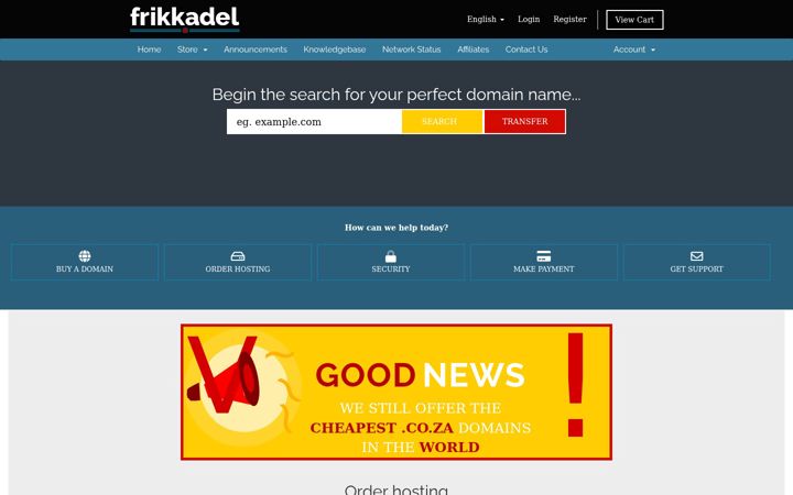 Screenshot of frikkadel.co.za
