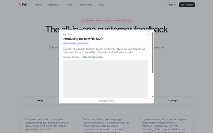 Screenshot of frill.co