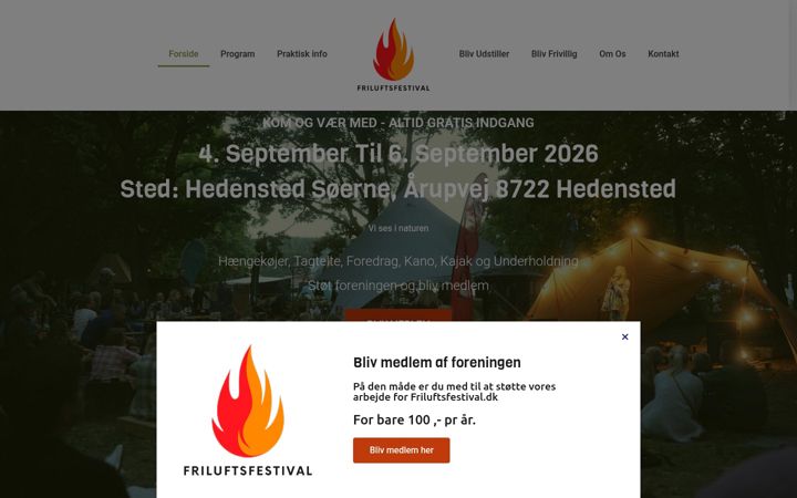 Ekrānuzņēmums no friluftsfestival.dk