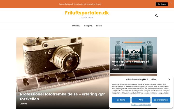Screenshot of friluftsportalen.dk