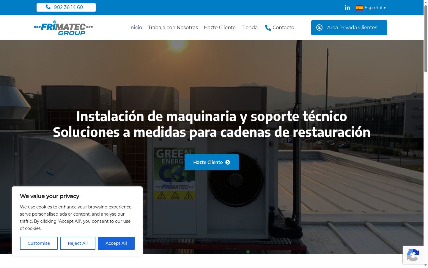 Screenshot del banner di consenso mostrato prima di qualsiasi interazione