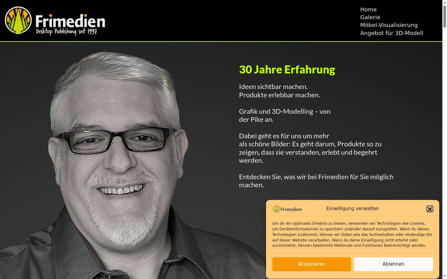 Screenshot of the consent banner shown before any interaction