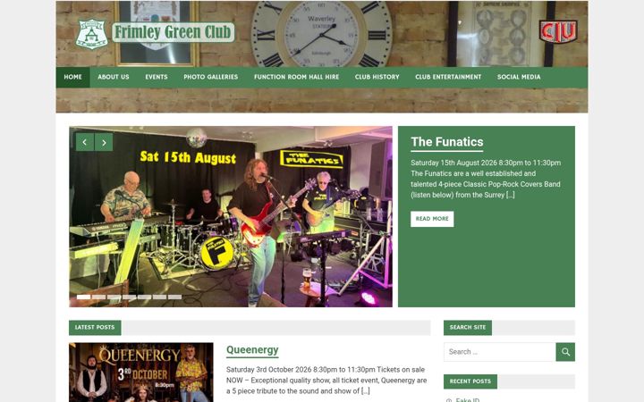 Screenshot of frimleygreenclub.co.uk