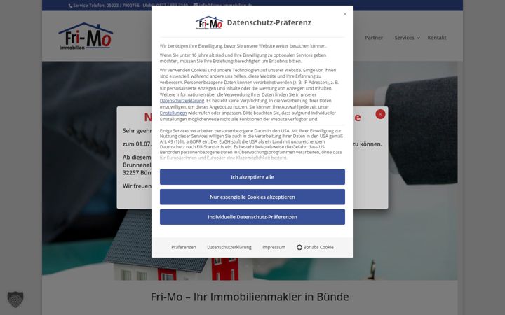 Screenshot of frimo-immobilien.de