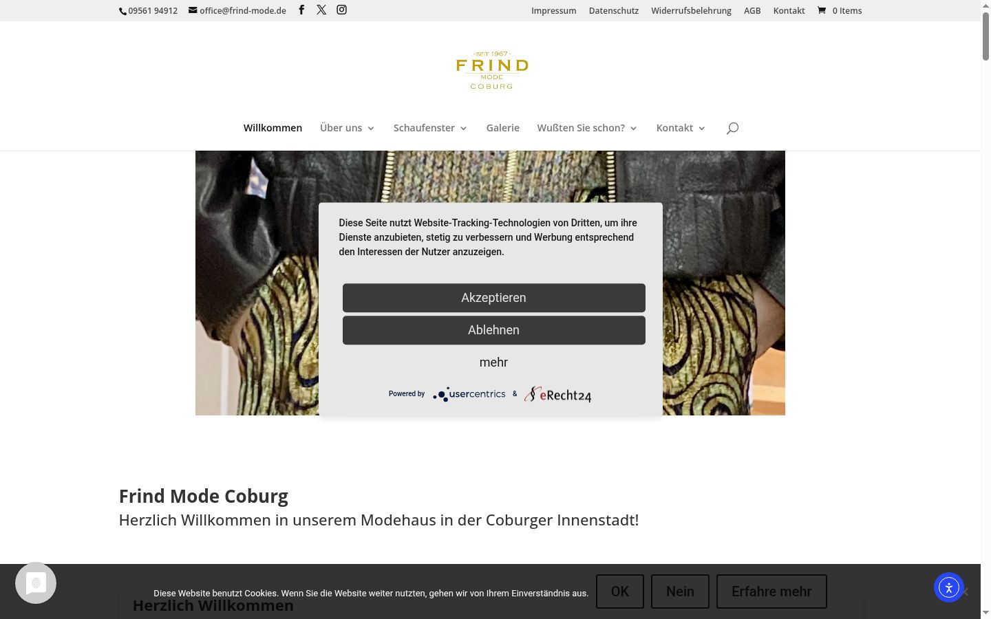 Screenshot of the consent banner shown before any interaction