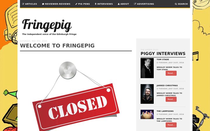 Screenshot of fringepig.co.uk
