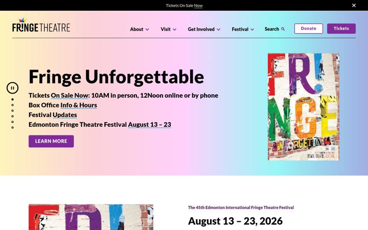 Screenshot di fringetheatre.ca