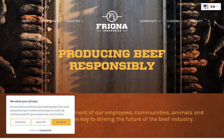 Screenshot of frionaindustries.com
