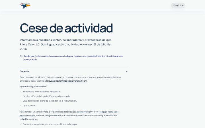 Screenshot of frioycalorjcdominguez.com