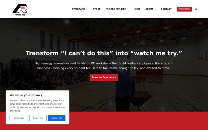Screenshot of frisbeerob.com