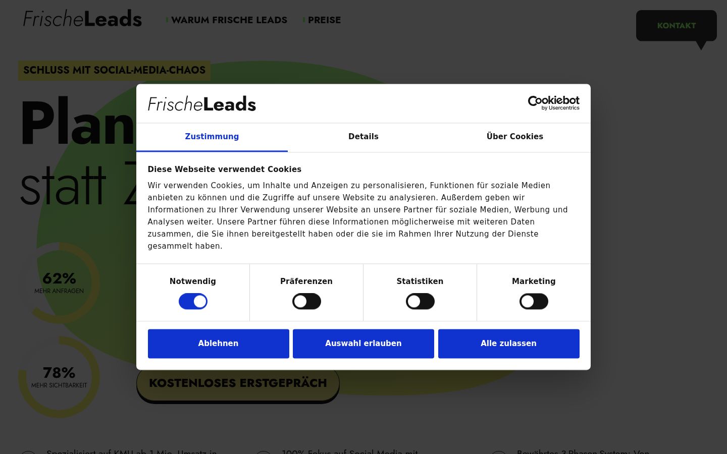 Screenshot of the consent banner shown before any interaction
