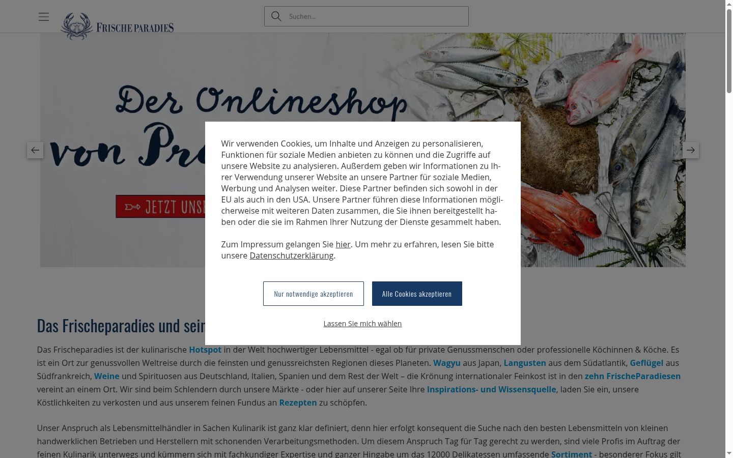 Screenshot of the consent banner shown before any interaction
