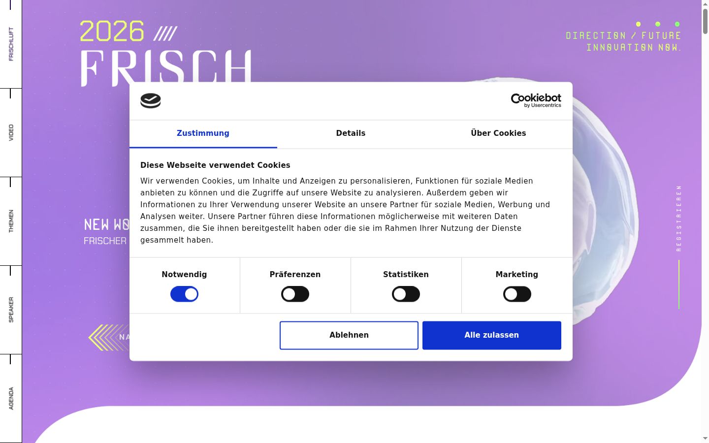 Screenshot of the consent banner shown before any interaction